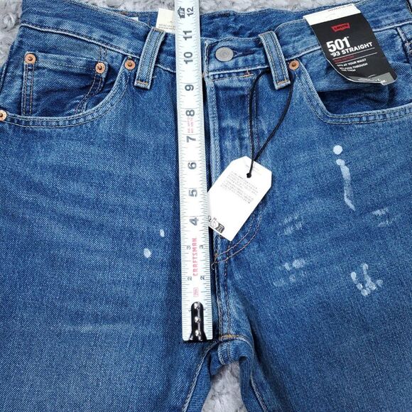 Levi's Premium 501 '93 Straight Fit Paint Splatter Distressed Jeans Blue 30 x 30 - Picture 13 of 13